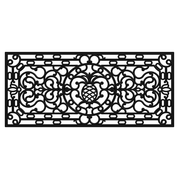 Configuracion 17 x 41 in. Pineapple Heritage Rubber Rectangular Doormat Black CO3361343 - main